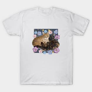 Two Cats with Stars and Flowers T-Shirt